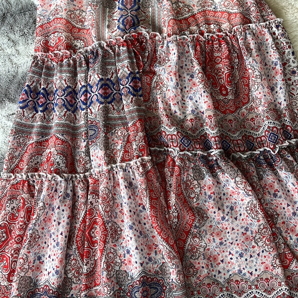 Living Doll Long Flowy Bohemian/Cottagecore Style Dress with Snug Bodice Maxi - Picture 6 of 11